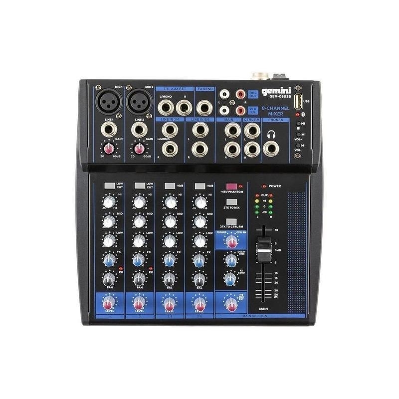 Gemini GEM-08USB audio mixer 8 channels Black