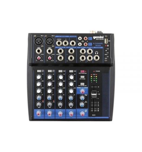 Gemini GEM-08USB mezclador DJ 8 canales Negro