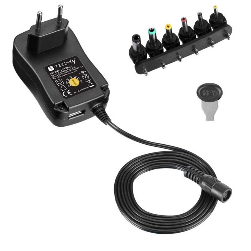 Techly IPW-NTS1500G2 adaptador e inversor de corriente Interior 18 W Negro