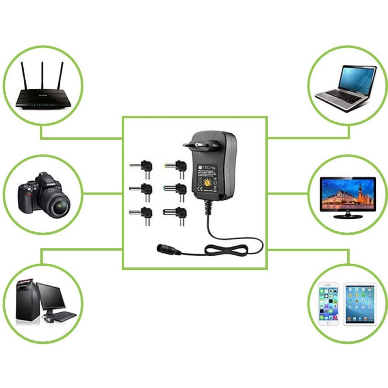 Techly IPW-NTS1500G2 Netzteil & Spannungsumwandler Drinnen 18 W Schwarz