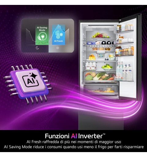 LG GBBW726CMB Frigorifero combinato Fit & Max 70cm, Classe C, 465L, AI Fresh,Wi-Fi, Metal Fresh, Door Cooling, Metal Sorbet