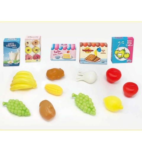 ODS - Maisonelle 44075, Carrello Spesa Giocattolo, 16 Accessori Inclusi e Seduta per Peluche o Bambolotti, 40x30x39cm