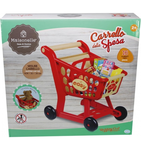 ODS - Maisonelle 44075, Carrello Spesa Giocattolo, 16 Accessori Inclusi e Seduta per Peluche o Bambolotti, 40x30x39cm