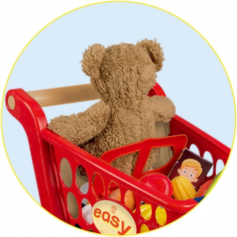 ODS - Maisonelle 44075, Carrello Spesa Giocattolo, 16 Accessori Inclusi e Seduta per Peluche o Bambolotti, 40x30x39cm