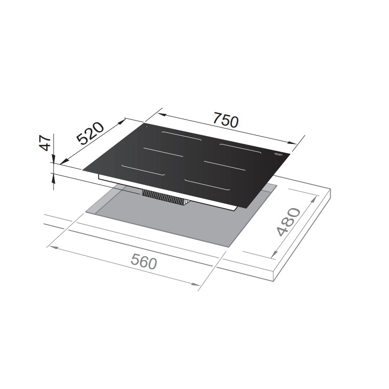 De’Longhi SLI 754 hob Black Built-in 75 cm Zone induction hob 4 zone(s)