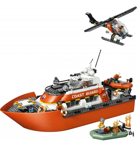 LEGO City Barco y Helicóptero de Rescate de Guardacostas