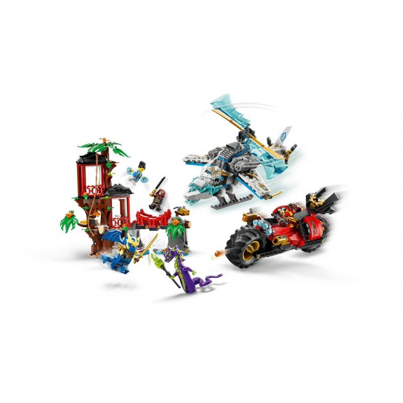 LEGO NINJAGO Batalla de Vehículos Ninja Junto a la Casa del Árbol