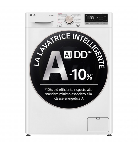 LG F4R7010TSWG Lavatrice 10kg AI DD, Classe A-10%, 1400 giri, TurboWash, Vapore