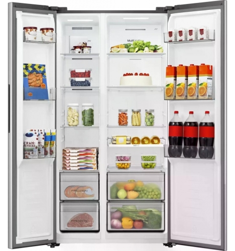 Hisense RS3P558NEIE frigo américain Pose libre 544 L Gris, Acier inoxydable