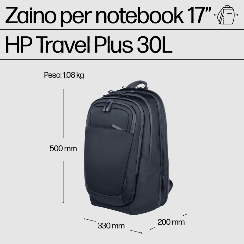 HP Mochila para portátil de 17 pulgadas Travel Plus 30L