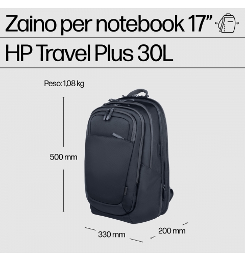 HP Sac à dos pour ordinateur portable Travel Plus 30L 17 pouces