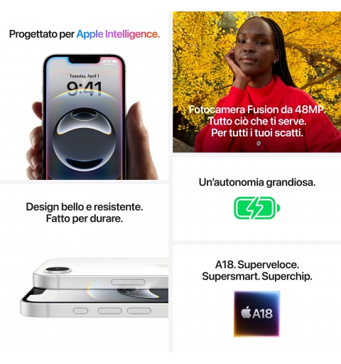 Apple iPhone 16e 15.5 cm (6.1") Dual SIM iOS 18 5G USB Type-C 256 GB White