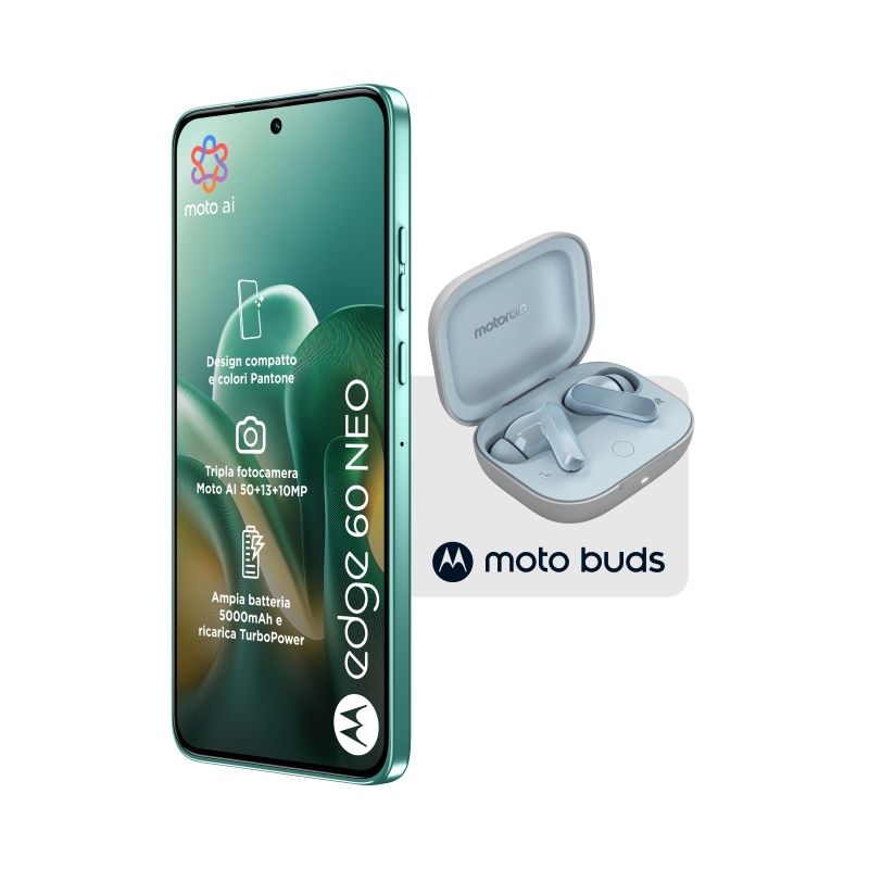 Motorola edge 60 neo + Moto Buds PG38C05749 16,1 cm (6.36") SIM doble Android 15 5G USB Tipo C 8 GB 256 GB 5200 mAh Verde