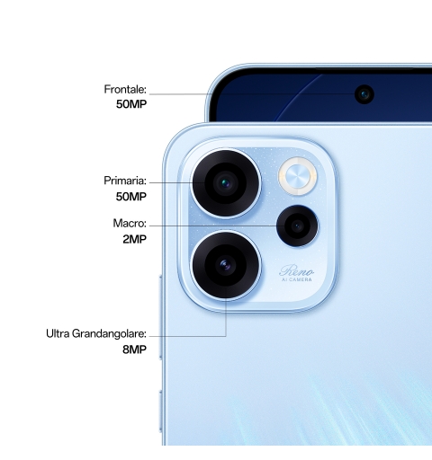 OPPO Reno15 FS 5G Aurora Blue Box 16,7 cm (6.57") Double SIM Android 16.0 USB Type-C 8 Go 512 Go 6500 mAh Bleu