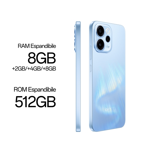 OPPO Reno15 FS 5G Aurora Blue Box 16,7 cm (6.57") Dual-SIM Android 16.0 USB Typ-C 8 GB 512 GB 6500 mAh Blau