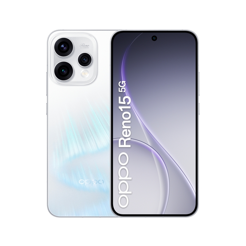 OPPO Reno15 5G Aurora White Box 16,7 cm (6.59") Dual-SIM Android 16.0 USB Typ-C 8 GB 512 GB 6500 mAh Weiß