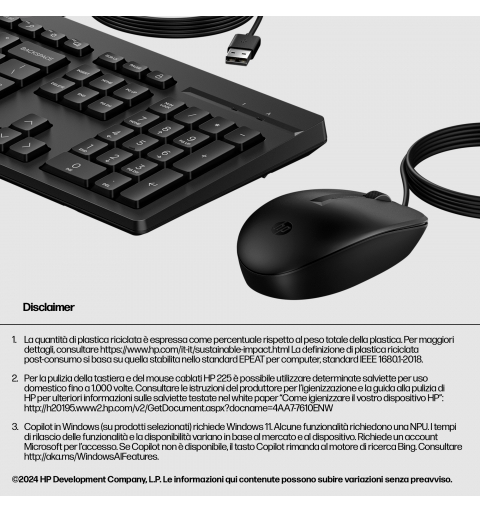 HP 225 Wired Mouse and Keyboard Combo