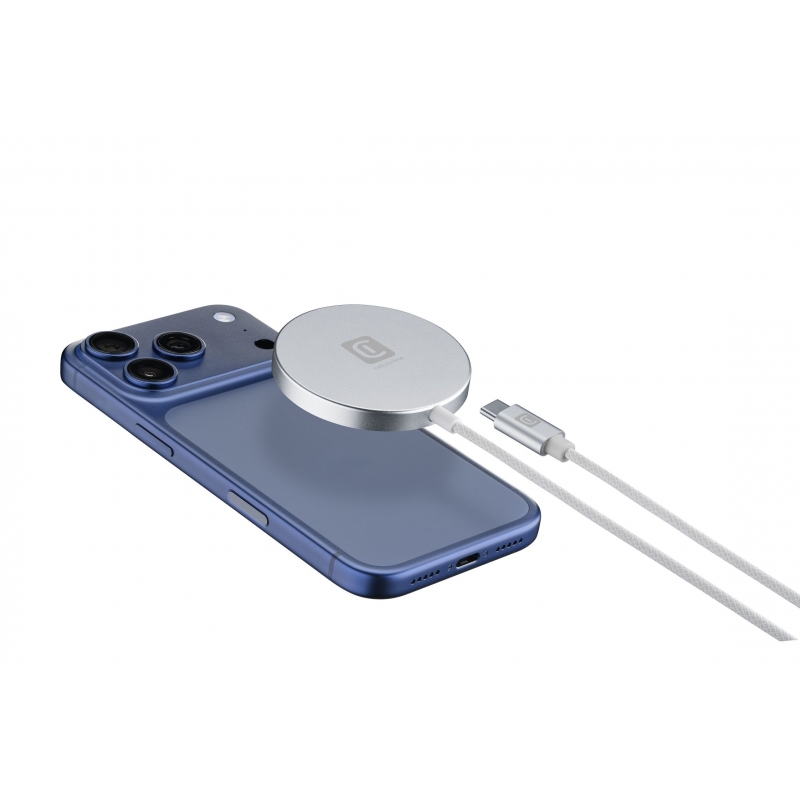 Cellularline MAG PAD Qi2.2 25W Chargeur sans fil magnétique 25W avec technologie Qi2.2, conçu pour une recharge rapide et