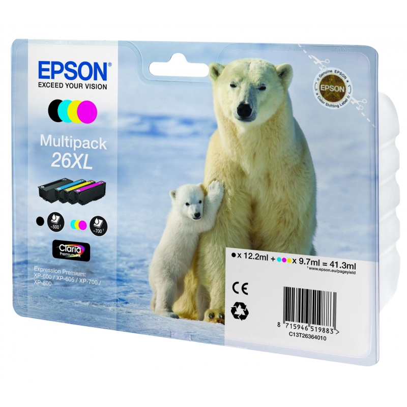 Epson Polar bear Multipack 4 Farben 26XL Claria Premium Ink