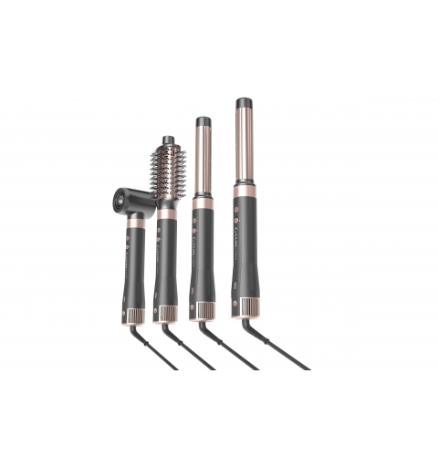 GA.MA Multistyler UniQ Aura Herramienta de peinado con múltiples accesorios Airflow Gris, Rosa 1500 W 1,8 m