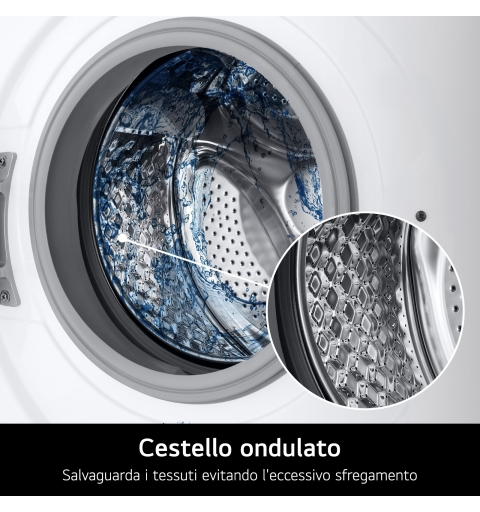 LG F4NA10S7NWK Lavatrice slim 7kg, Classe A, 1400 giri, Programma igiene con vapore, Display grande, White