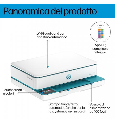 HP ENVY 6122e Inalámbrico All-in-One Color Impresora, Instant Ink Impresión de fotografías