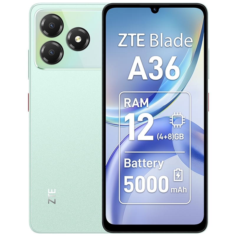 ZTE Blade A36 17,1 cm (6.75") Double SIM Android 15 4G USB Type-C 4 Go 64 Go 5000 mAh Vert