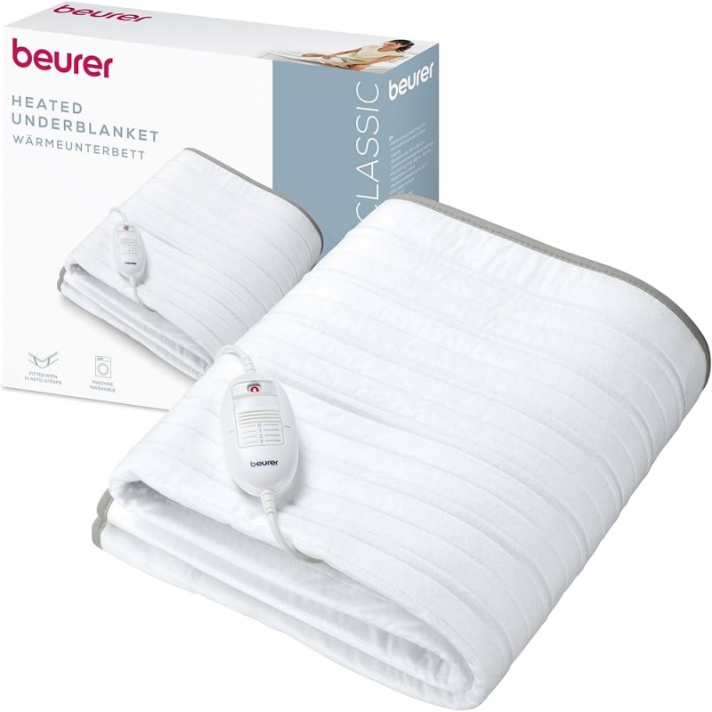 Beurer TS17 Chauffe-lit Électrique Simple 150×80 cm – 3 Niveaux de Chaleur, Lavable