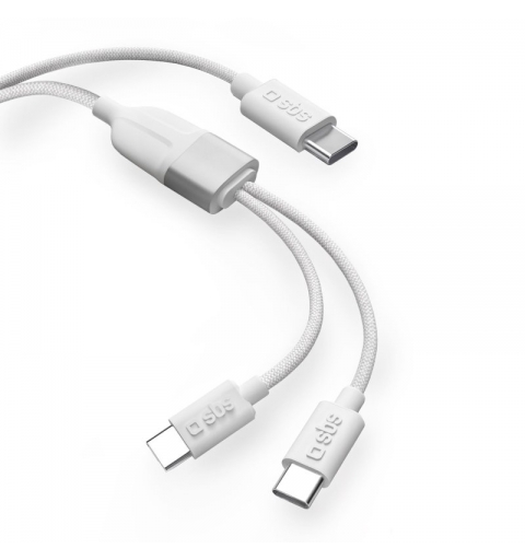 SBS TECABLETCC2IN1 cable USB 1,5 m USB C Blanco