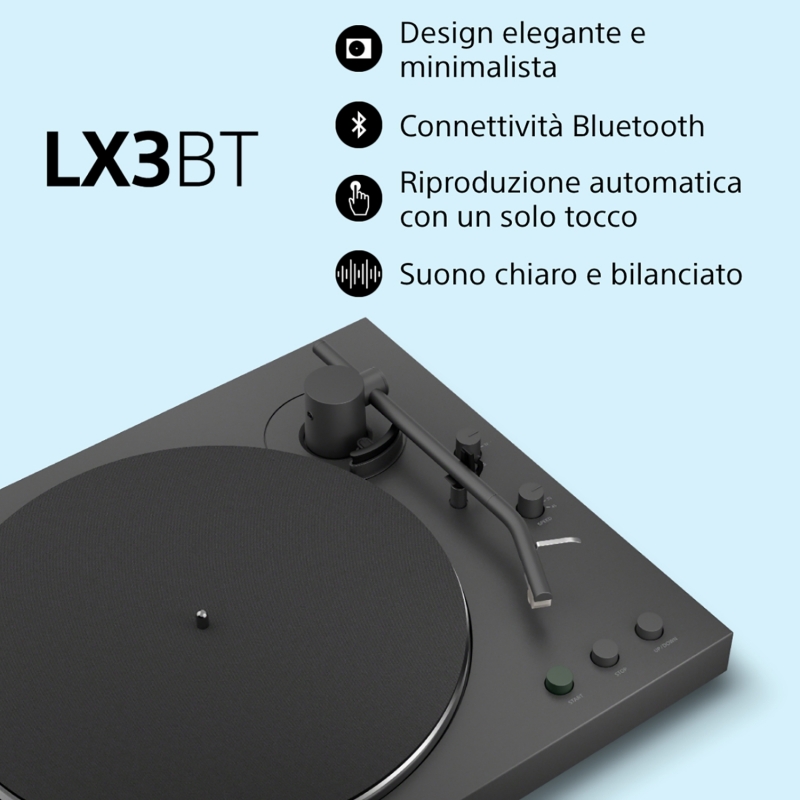 Sony PS-LX3BT Tocadiscos de tracción por correa Negro Automático