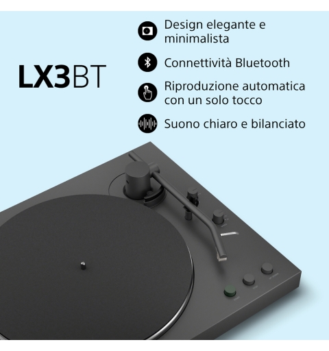 Sony PS-LX3BT Audio-Plattenspieler mit Riemenantrieb Schwarz Automatisch