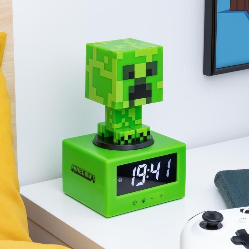 Paladone Creeper Icon Reloj despertador digital Verde