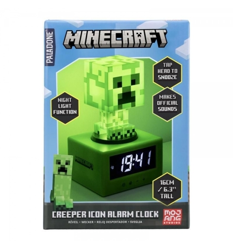 Paladone Creeper Icon Reloj despertador digital Verde