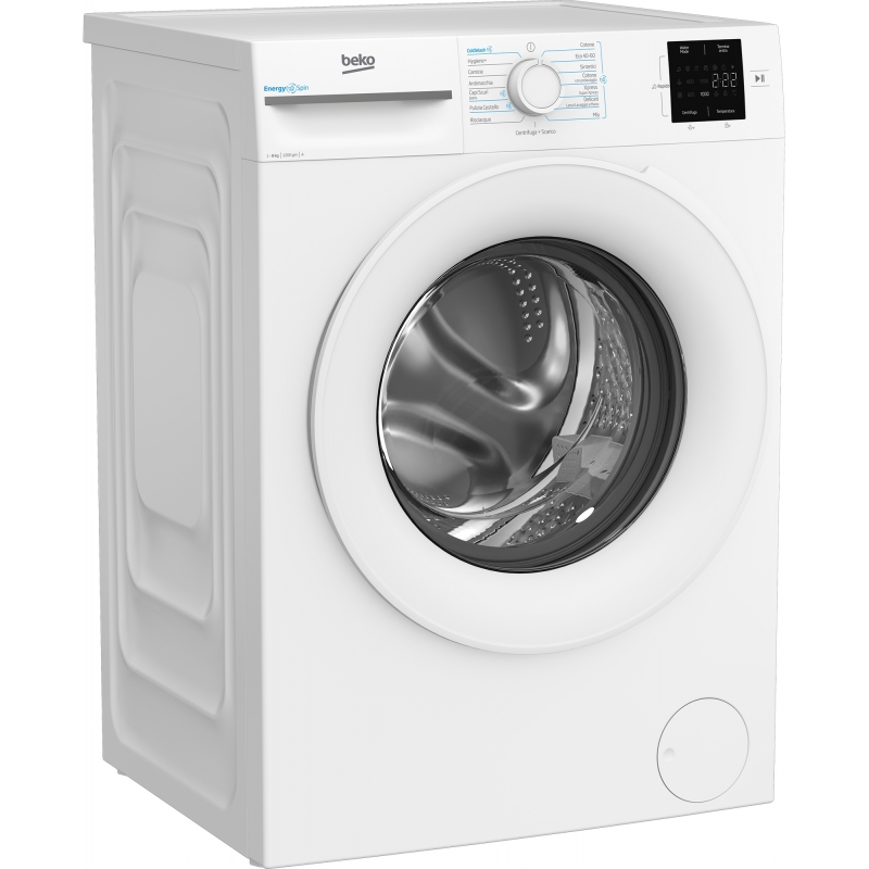 Beko b300 BMWRU3821W Lavatrice 8kg, Classe A, 1200giri, linea estetica NX, motore inverter, Display Touch, oblò bianco,