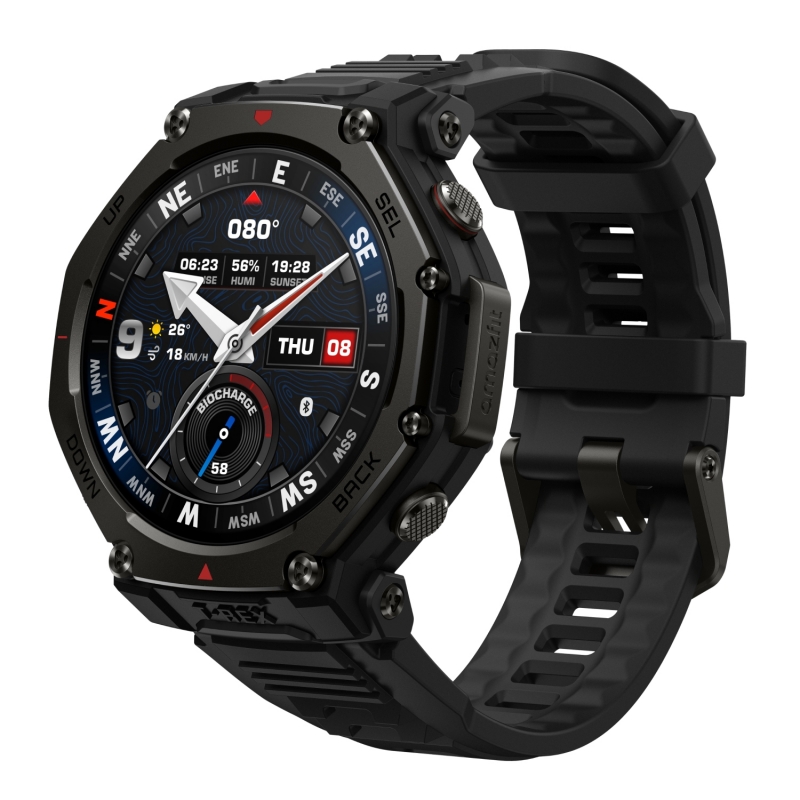 Amazfit T-rex 3 Pro 3,35 cm (1.32") AMOLED 44 mm Numérique 466 x 466 pixels Écran tactile Noir Wifi GPS (satellite)