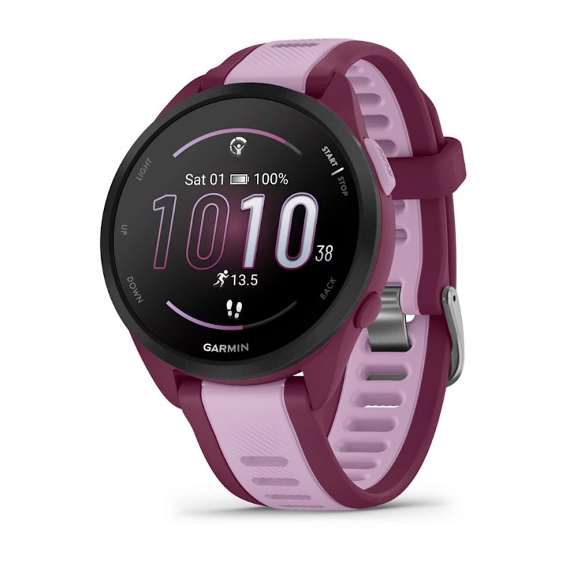 Garmin Forerunner 165 Music 3,05 cm (1.2") AMOLED 43 mm Numérique 390 x 390 pixels Écran tactile Violet GPS (satellite)