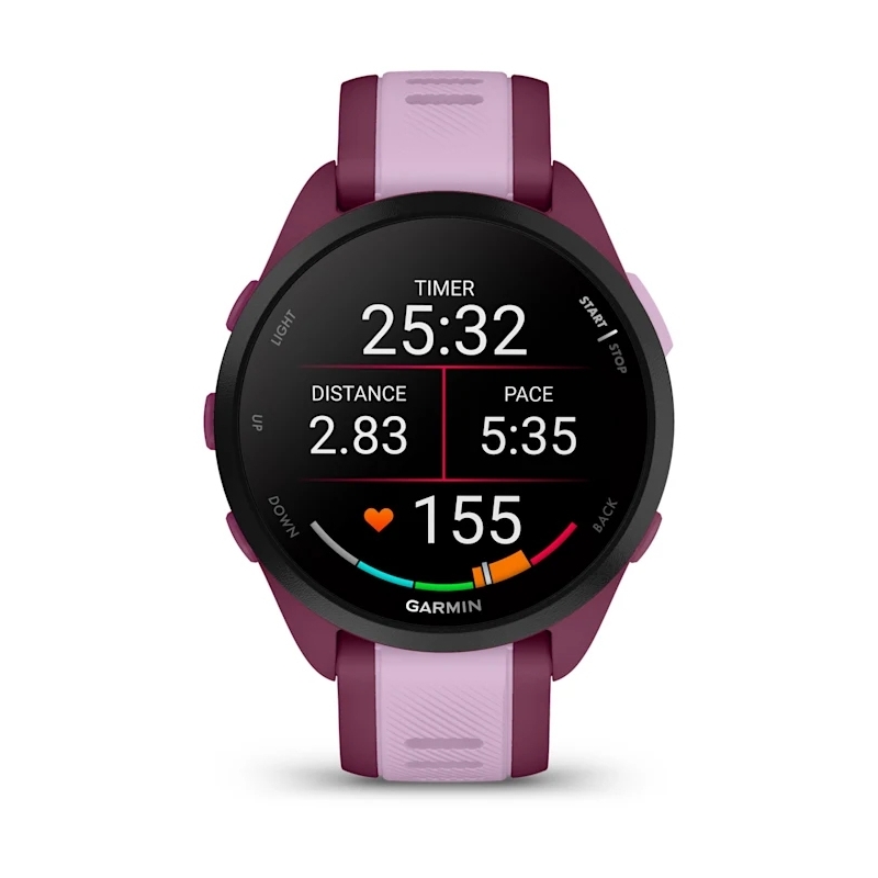 Garmin Forerunner 165 Music 3,05 cm (1.2") AMOLED 43 mm Digital 390 x 390 Pixeles Pantalla táctil Púrpura GPS (satélite)