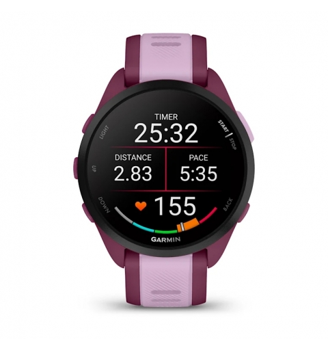 Garmin Forerunner 165 Music 3,05 cm (1.2") AMOLED 43 mm Digital 390 x 390 Pixel Touchscreen Violett GPS