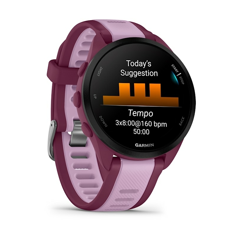 Garmin Forerunner 165 Music 3,05 cm (1.2") AMOLED 43 mm Numérique 390 x 390 pixels Écran tactile Violet GPS (satellite)