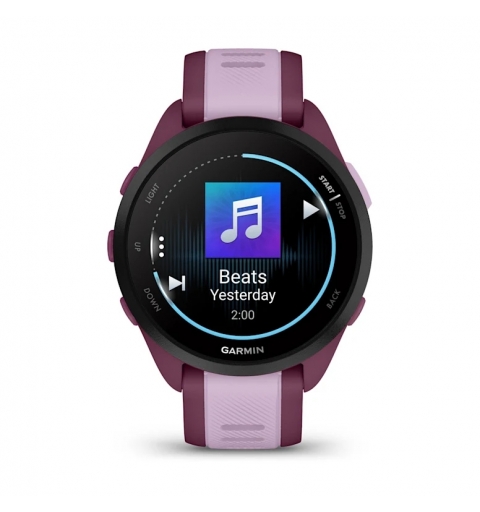 Garmin Forerunner 165 Music 3,05 cm (1.2") AMOLED 43 mm Numérique 390 x 390 pixels Écran tactile Violet GPS (satellite)