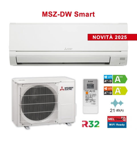 MITSUBISHI MSZ-DW25VF + MUZ-DW25VF Condizionatore Climatizzatore 9000btu A++/A+ R32 INVERTER
