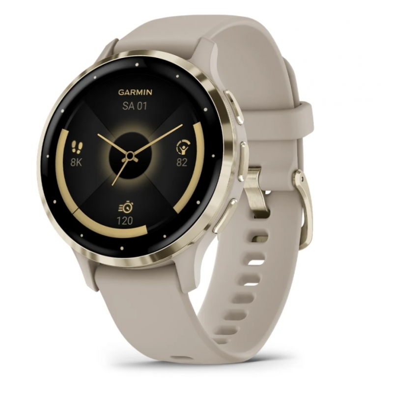 Garmin Venu 3S 3.05 cm (1.2") AMOLED 41 mm Digital 390 x 390 pixels Touchscreen Gold, Grey Wi-Fi GPS (satellite)