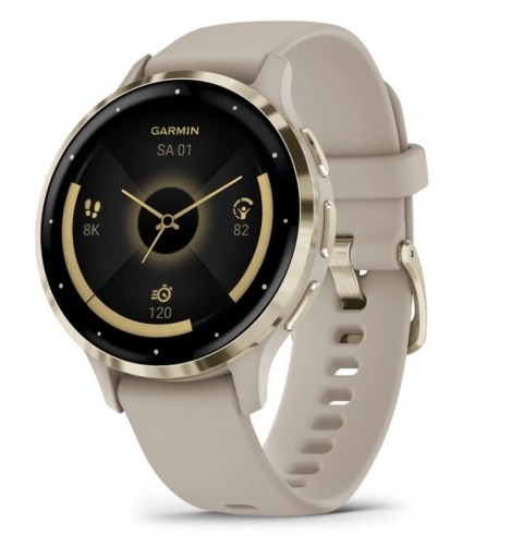 Garmin Venu 3S 3,05 cm (1.2") AMOLED 41 mm Digital 390 x 390 Pixeles Pantalla táctil Oro, Gris Wifi GPS (satélite)