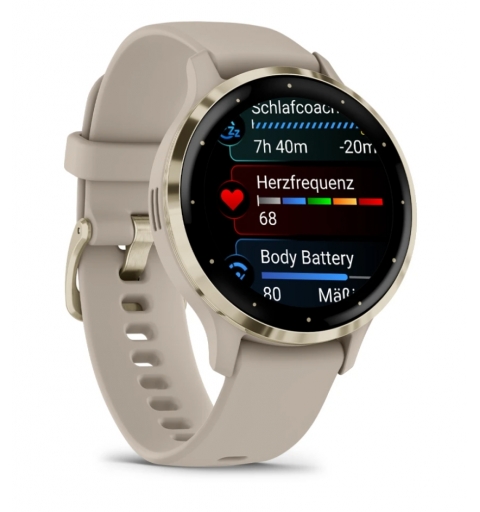 Garmin Venu 3S 3,05 cm (1.2") AMOLED 41 mm Digitale 390 x 390 Pixel Touch screen Oro, Grigio Wi-Fi GPS (satellitare)