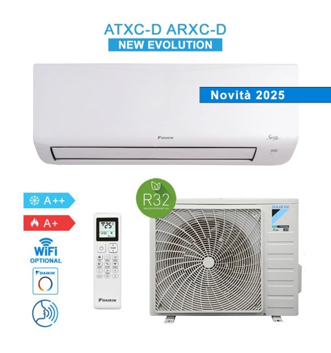 Daikin ATXC25D ARXC25D Condizionatore Climatizzatore 9000BTU A++/A+ Siesta New Evolution 2025 Inverter Wifi Ready R32 Bianco