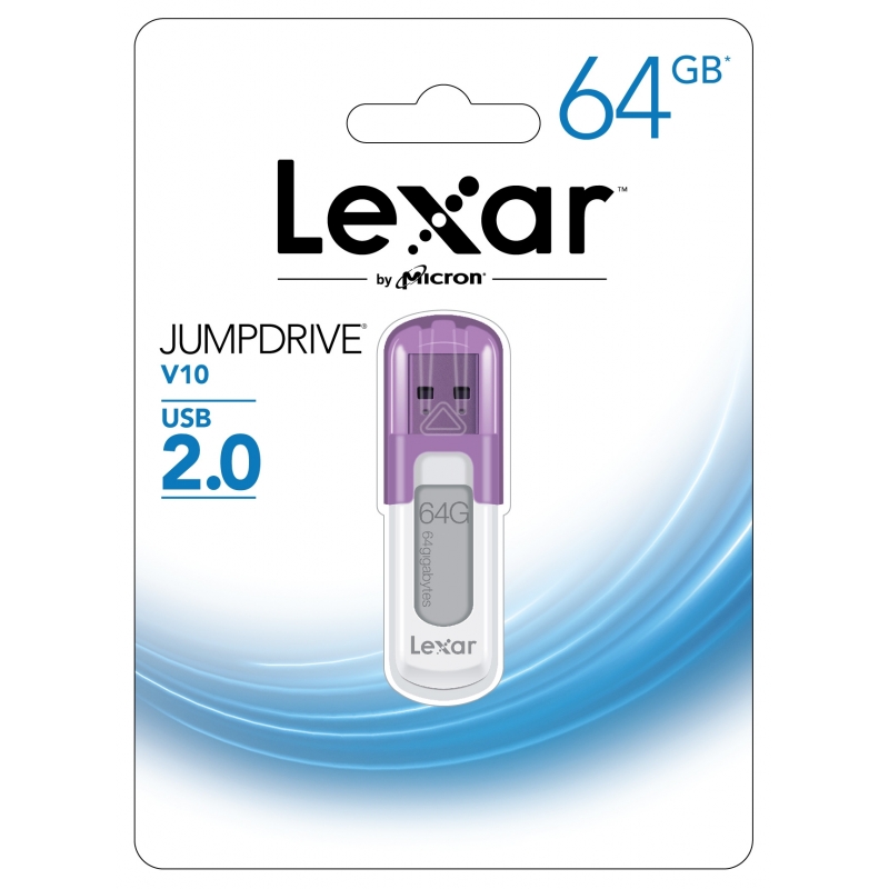 Lexar JumpDrive V10 USB-Stick 64 GB USB Typ-A 2.0 Violett, Weiß Lexar JumpDrive V10 USB-Stick 64 GB USB Typ-A 2.0 Violett, Weiß