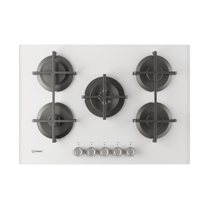 Indesit ING 72T WH 1 Weiß Integriert 75 cm Gaskochfeld 5 Zone(n)