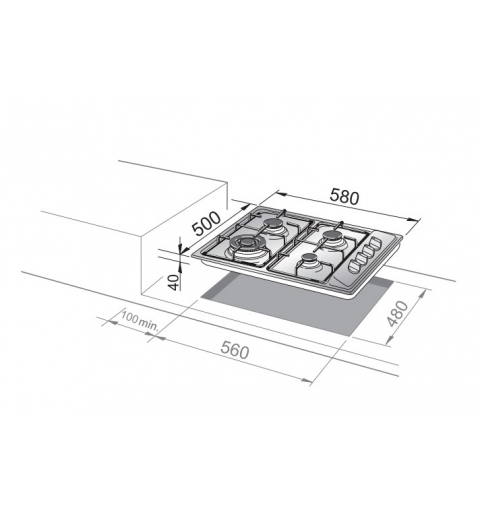 De’Longhi FLI 46 ASV hob Stainless steel Built-in 58 cm Gas 4 zone(s)