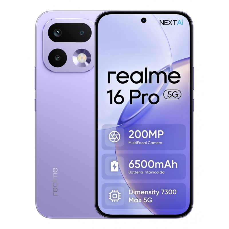 realme 16 Pro 17,3 cm (6.8") Double SIM 5G 8 Go 256 Go 6500 mAh Violet