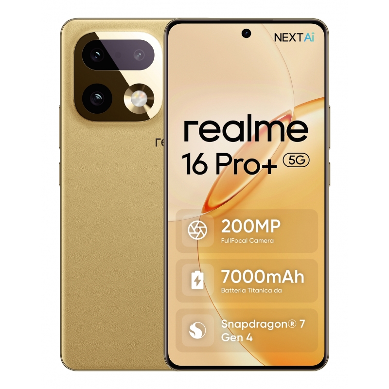 realme 16 Pro+ 17.3 cm (6.8") 5G USB Type-C 12 GB 512 GB 7000 mAh Gold